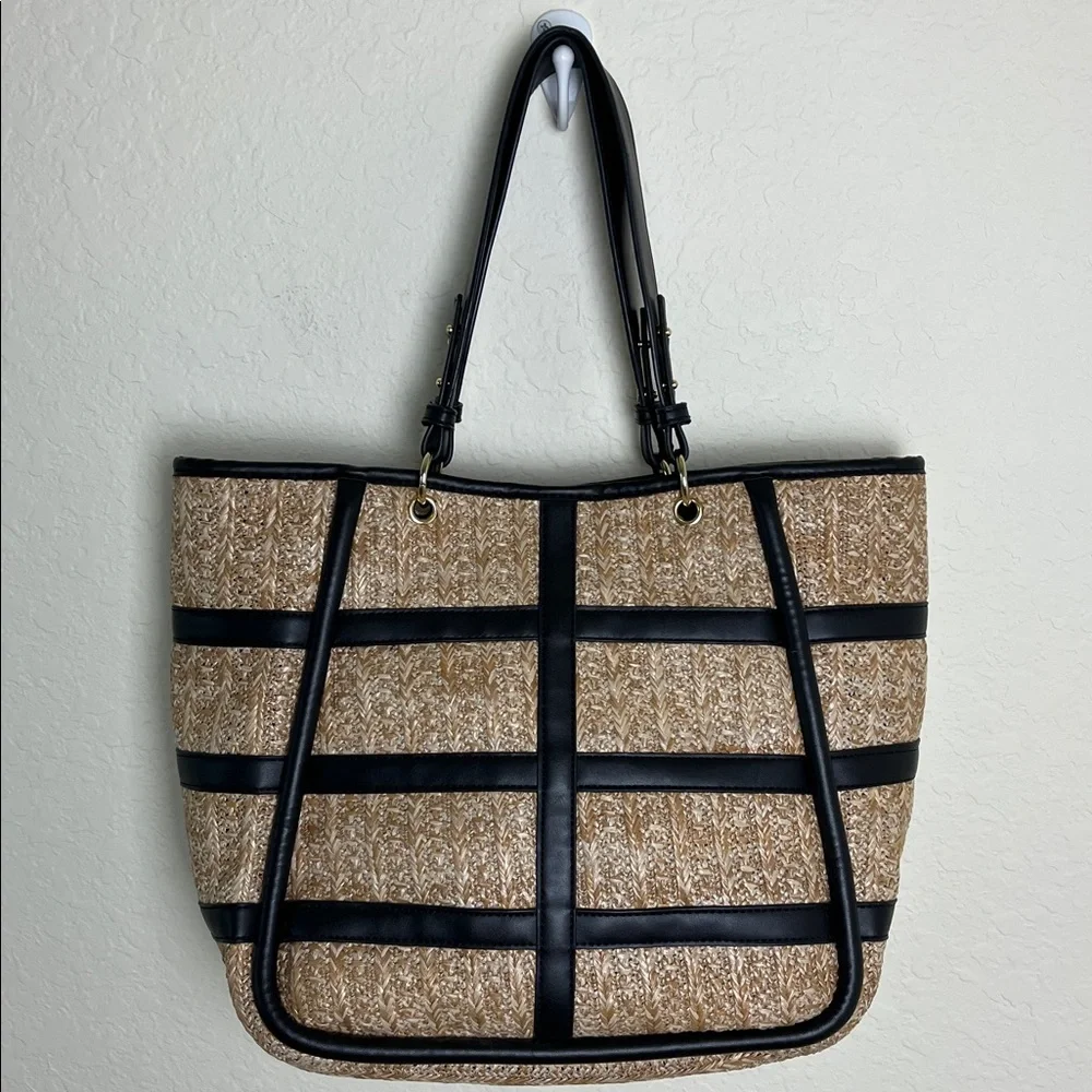 Steven Madden BJEWEL Woven Tote Bag with Air Pod Case/Coin Purse